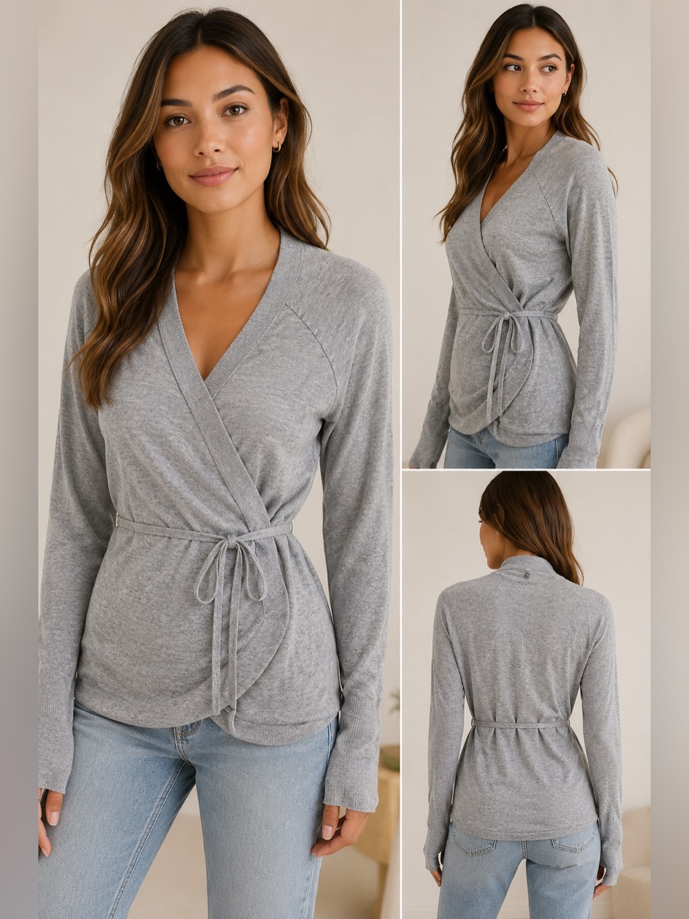 SWEATY BETTY Angora Blend Wrap Sweater Sz Large